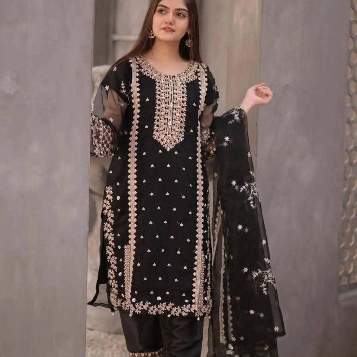 Latest Designer Embroidered Organza Suit with Dupatta - Stylish 3 PCs Set (Copy) Fashion Fantasia Store