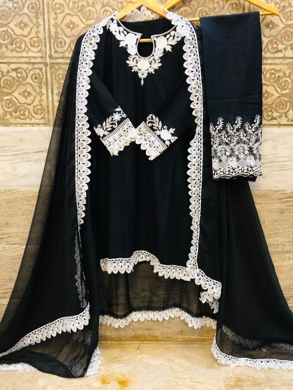 Cotton Embroidered Suit with Dupatta - 3 PCs Fashion Fantasia Store