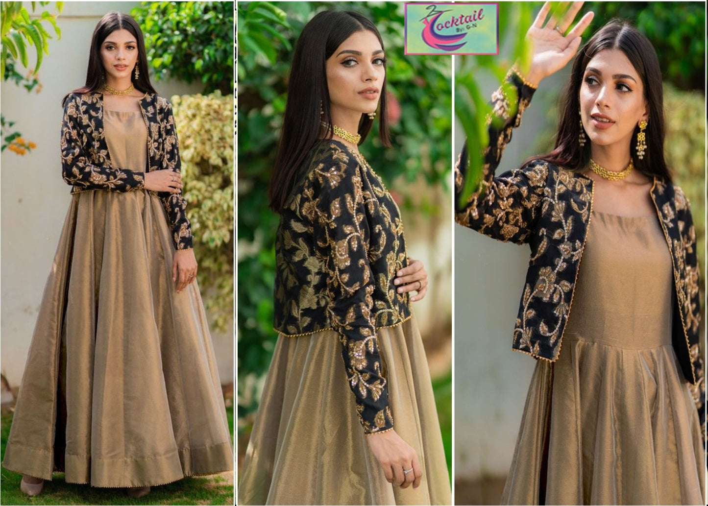 Silk Embroidered Maxi with Koti - 2 PCs Fashion Fantasia