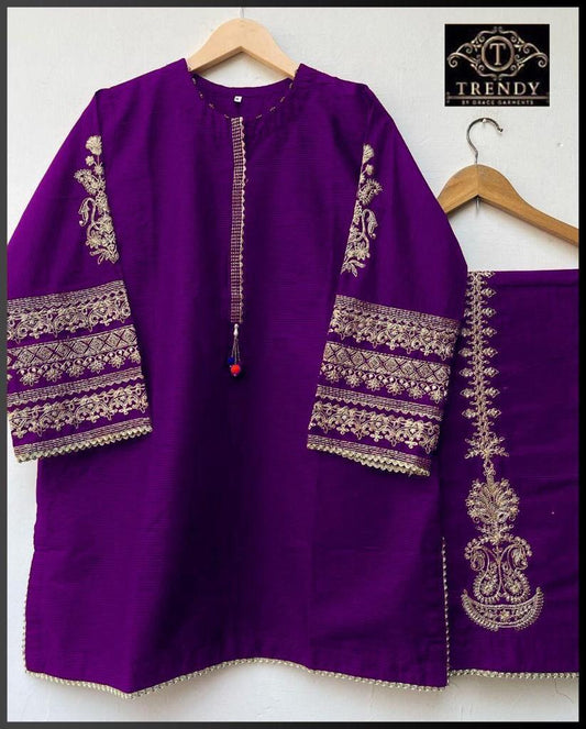 Silk Embroidered Suit - 2 PCs Fashion Fantasia Store