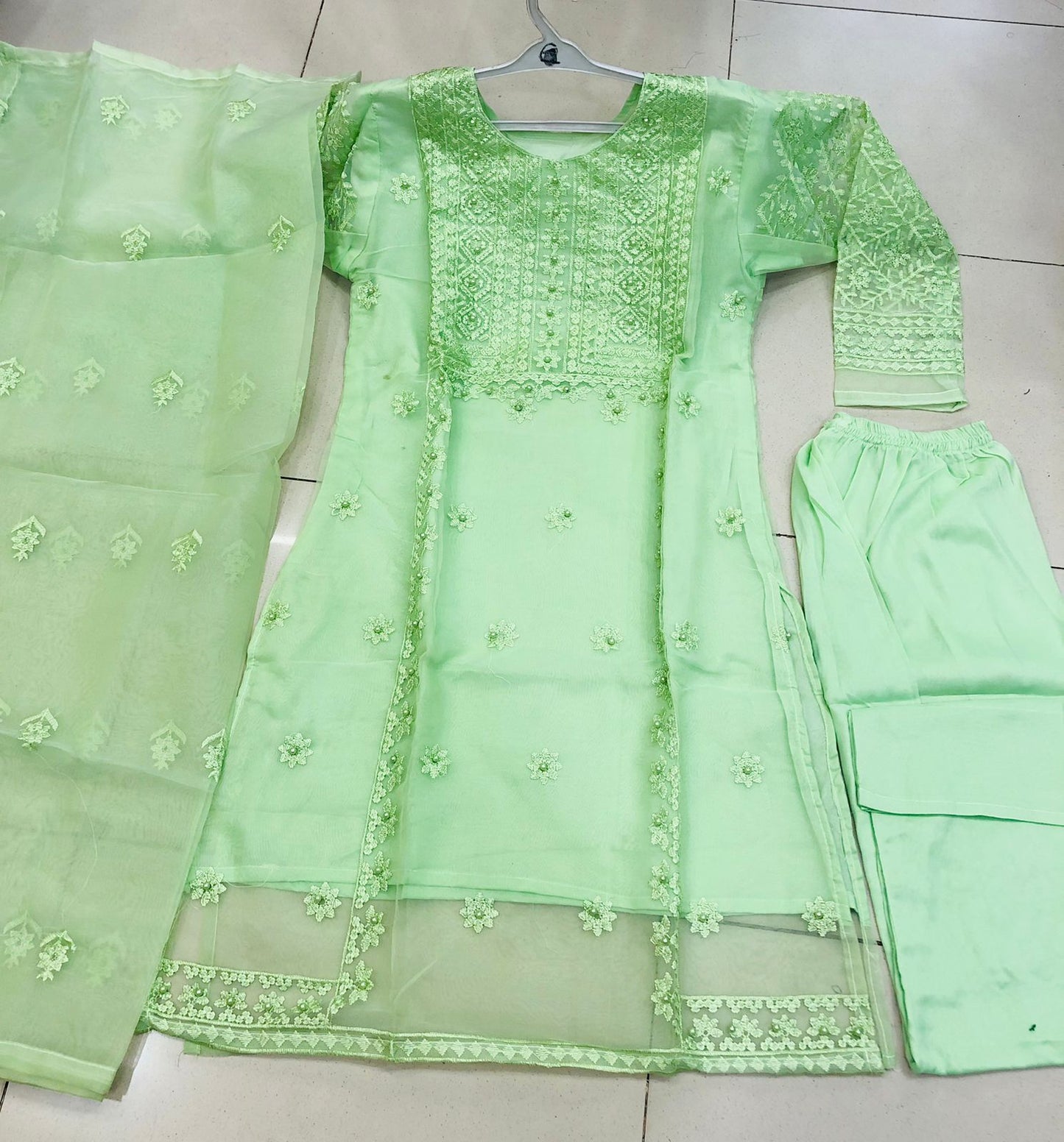 Organza Embroidered Suit with Dupatta - 3 PCs Fashion Fantasia Store