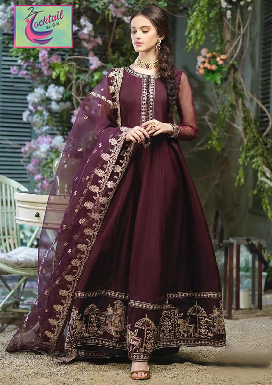 Chiffon Embroidered Suit with Dupatta - 3 PCs Fashion Fantasia Store