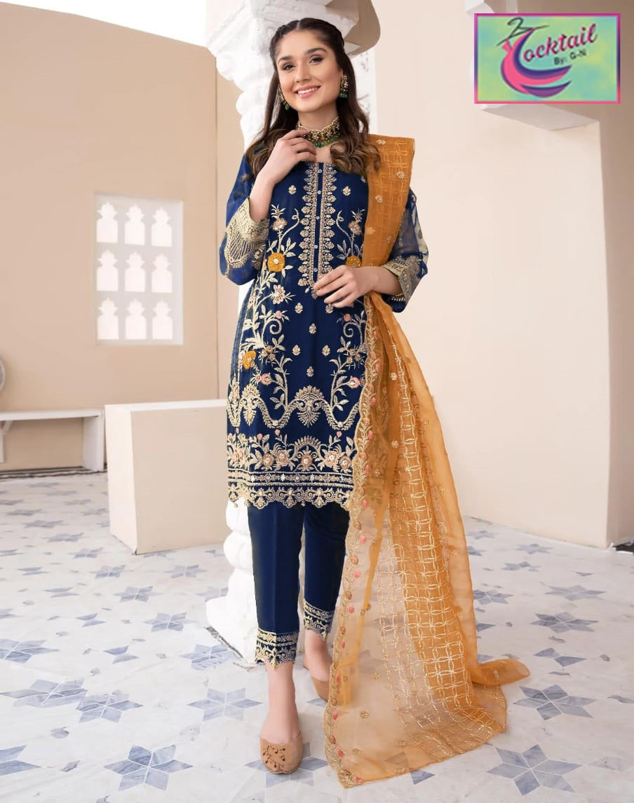 Organza Embroidered Suit with Dupatta - 3 PCs Fashion Fantasia Store