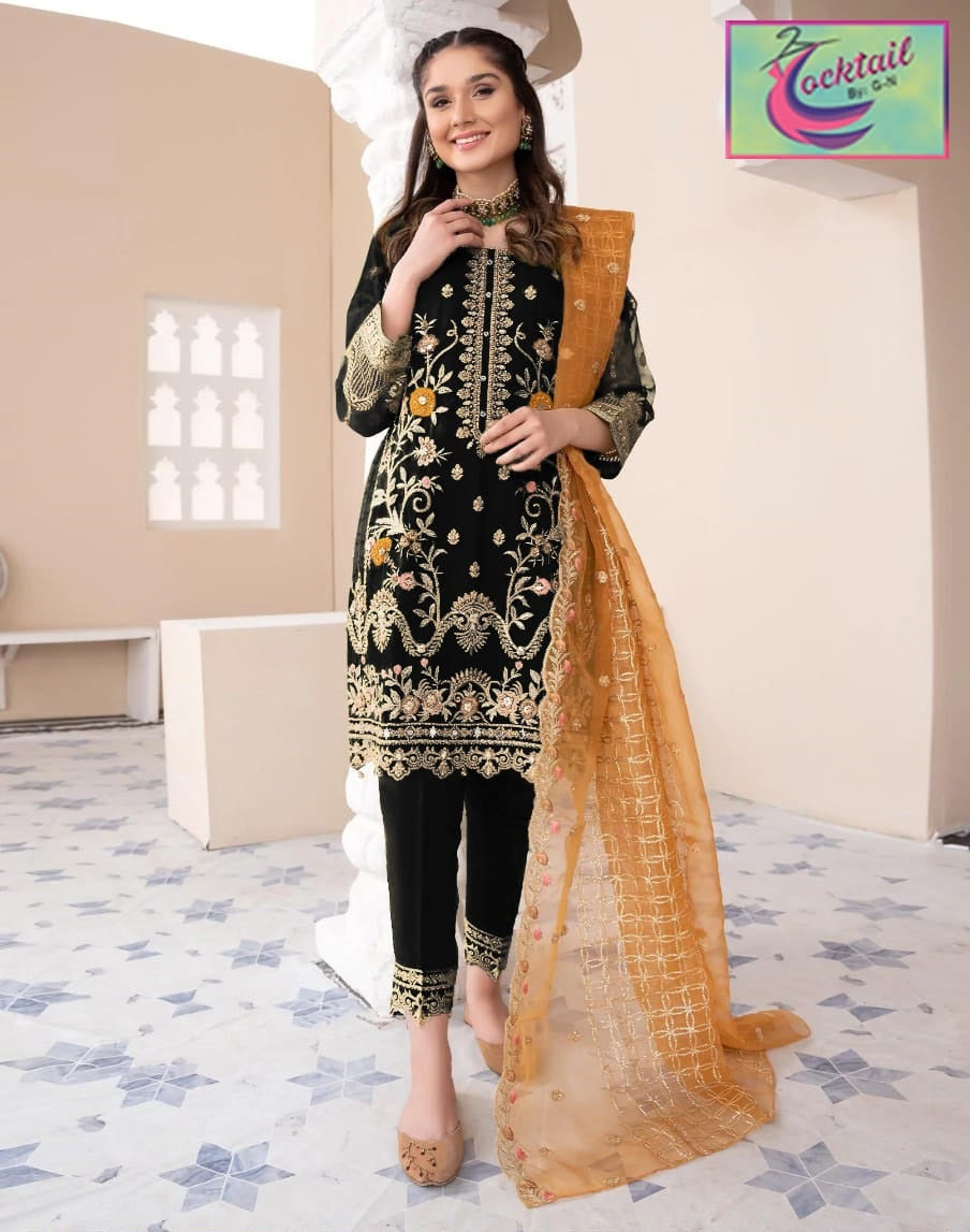 Organza Embroidered Suit with Dupatta - 3 PCs Fashion Fantasia Store