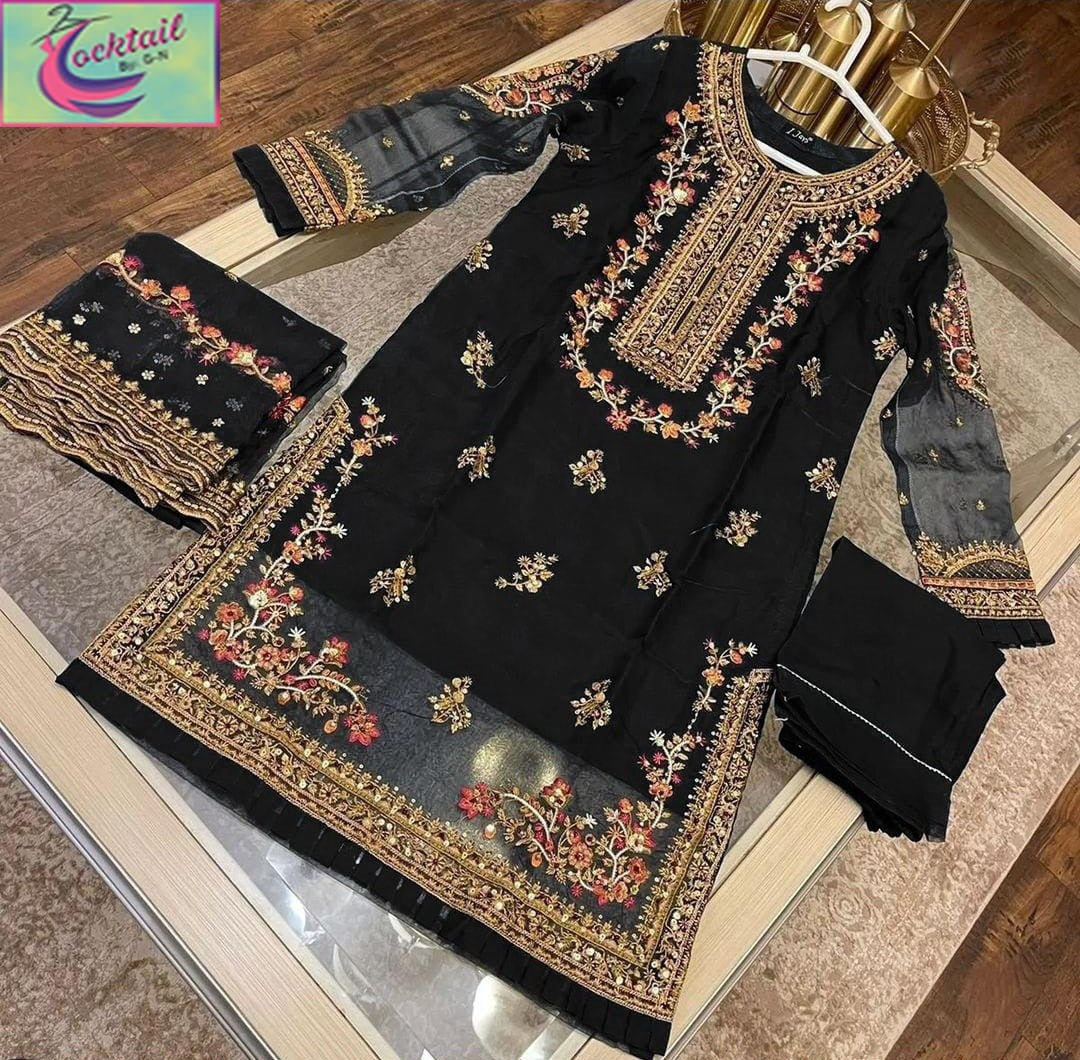 Organza Embroidered Suit with Dupatta - 3 PCs Fashion Fantasia Store