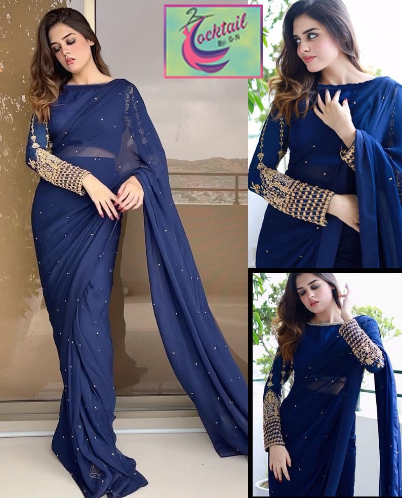 Designer Saree Embroidered and Pearl work (Ready to Wear) Fashion Fantasia Store