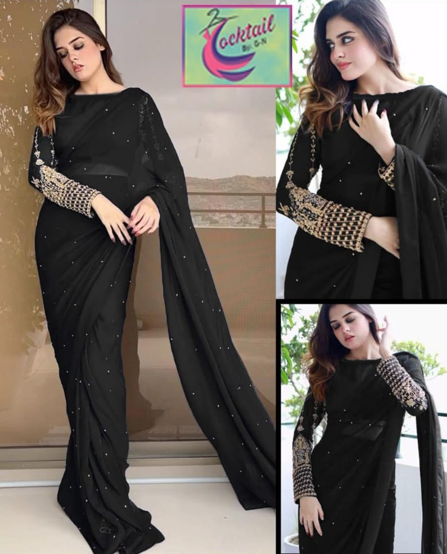 Designer Saree Embroidered and Pearl work (Ready to Wear) Fashion Fantasia Store