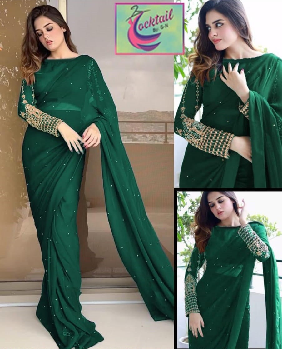 Designer Saree Embroidered and Pearl work (Ready to Wear) Fashion Fantasia Store