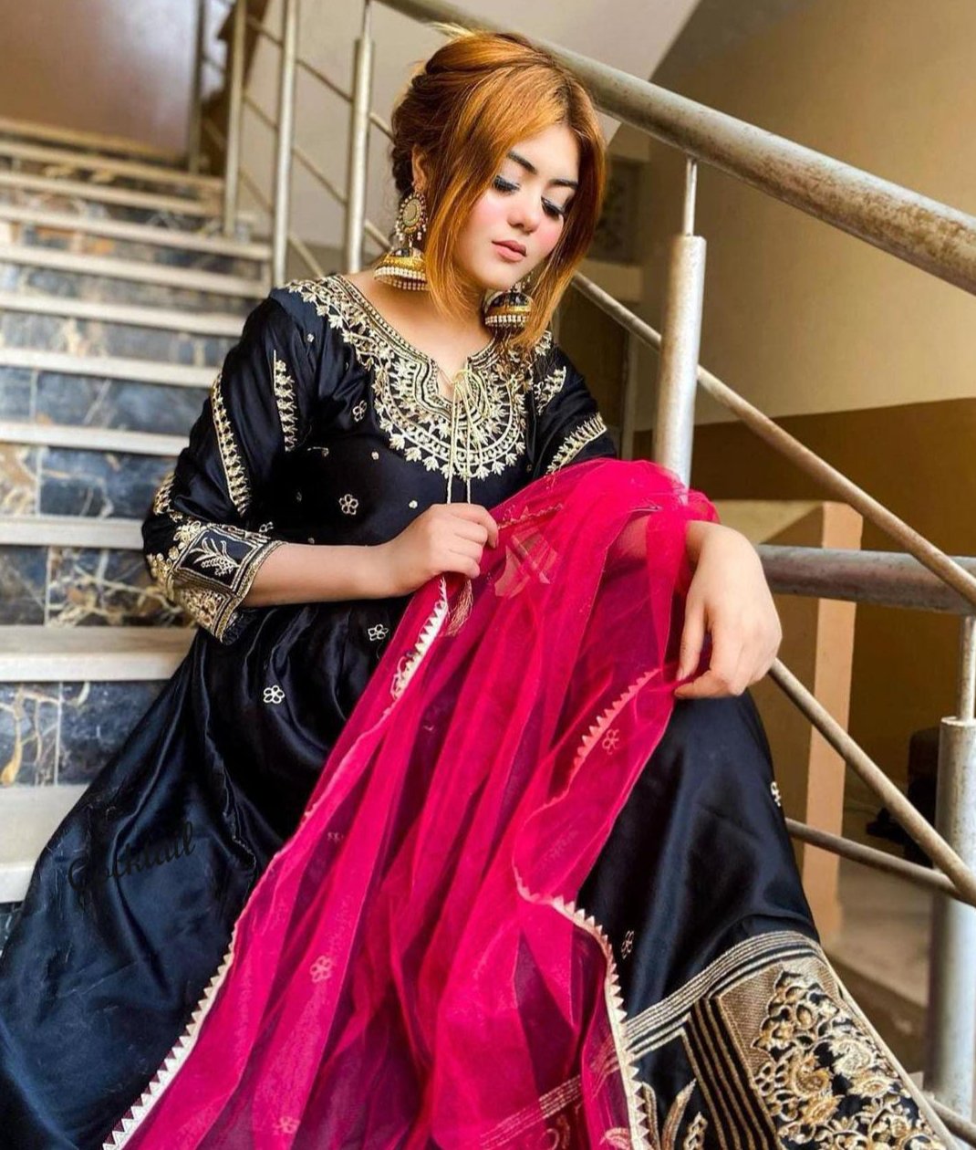 Silk Embroidered Suit with Dupatta - 3 PCs Fashion Fantasia Store