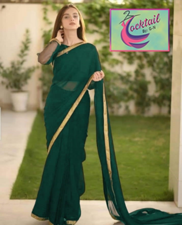 Designer Chiffon Saree with Lace Work (Ready to Wear) Fashion Fantasia Store