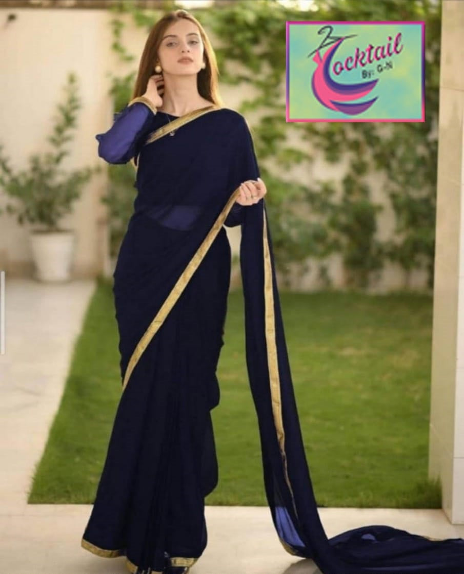 Designer Chiffon Saree with Lace Work (Ready to Wear) Fashion Fantasia Store