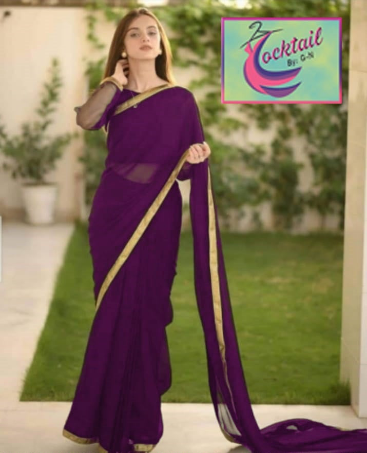 Designer Chiffon Saree with Lace Work (Ready to Wear) Fashion Fantasia Store