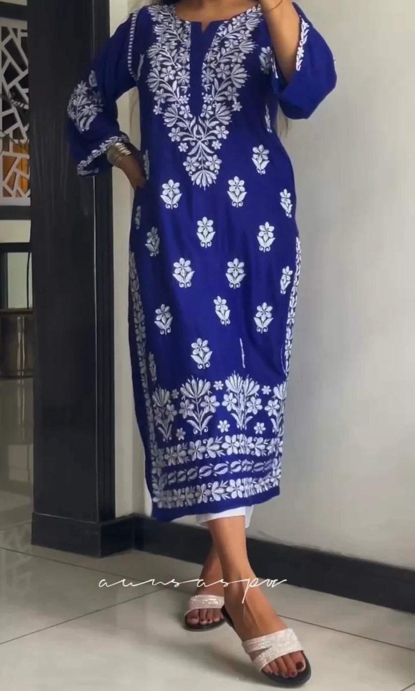 Designer Indian Long Embroidered Kurti - Only Kurti (Ready to wear) Fashion Fantasia Store